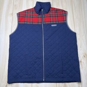 Nantucket Castaway Cross Rip Quited Vest Nantucket Navy Royal Stewart Mens Large